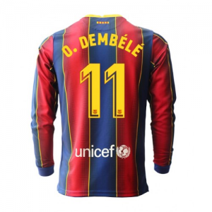 FC Barcelona Ousmane Dembele 11 Hjemmebanetrøje 2020 21 – Langærmet