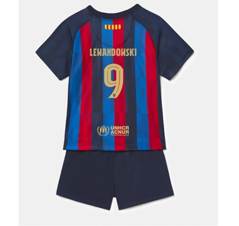 FC Barcelona Lewandowski 9 Børn HjemmebaneSæt 2022 2023 – Fodboldtrøjer