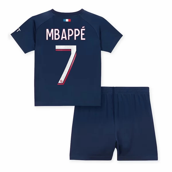 Paris Saint Germain PSG Kylian Mbappé 7 Børn HjemmebaneSæt 2023 2024– FodboldTrøjer(SS)